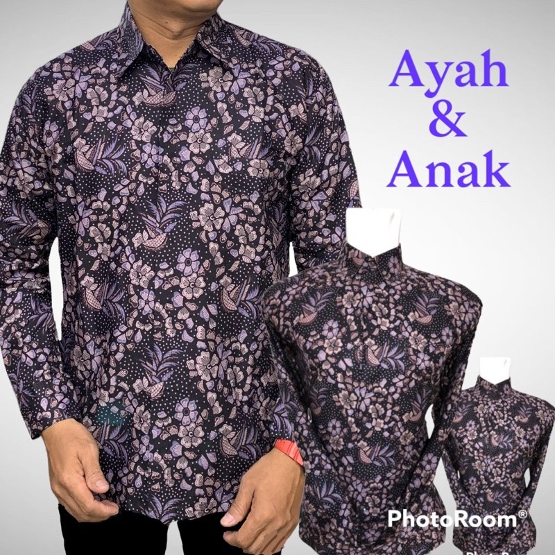 CANDUSHOP  UH Baju Batik couple lapisan puring Ayah dan Anak laki-Laki, Baju batik proa pasangan aya
