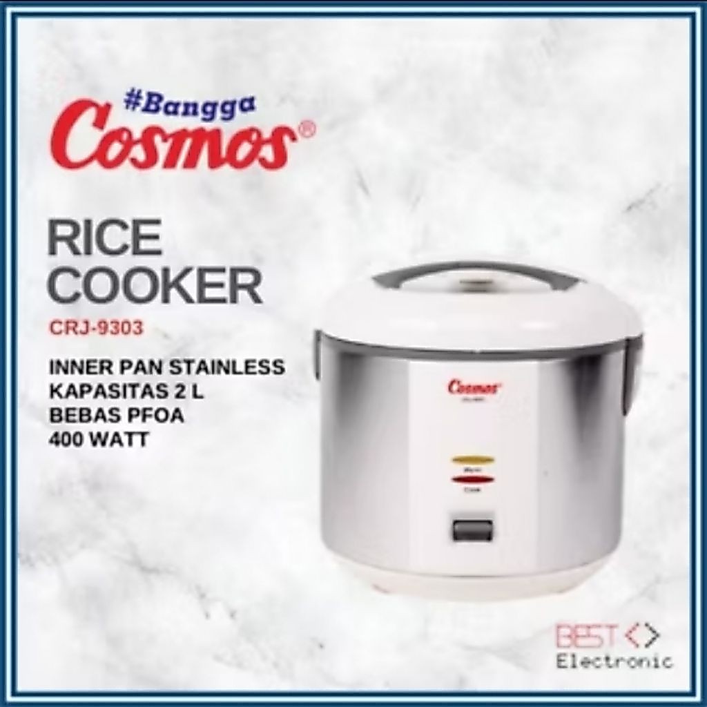 Cosmos Rice Cooker / Magic Com Crj 9303 / Crj9303 / Crj-9303 2 Liter Stainless Co