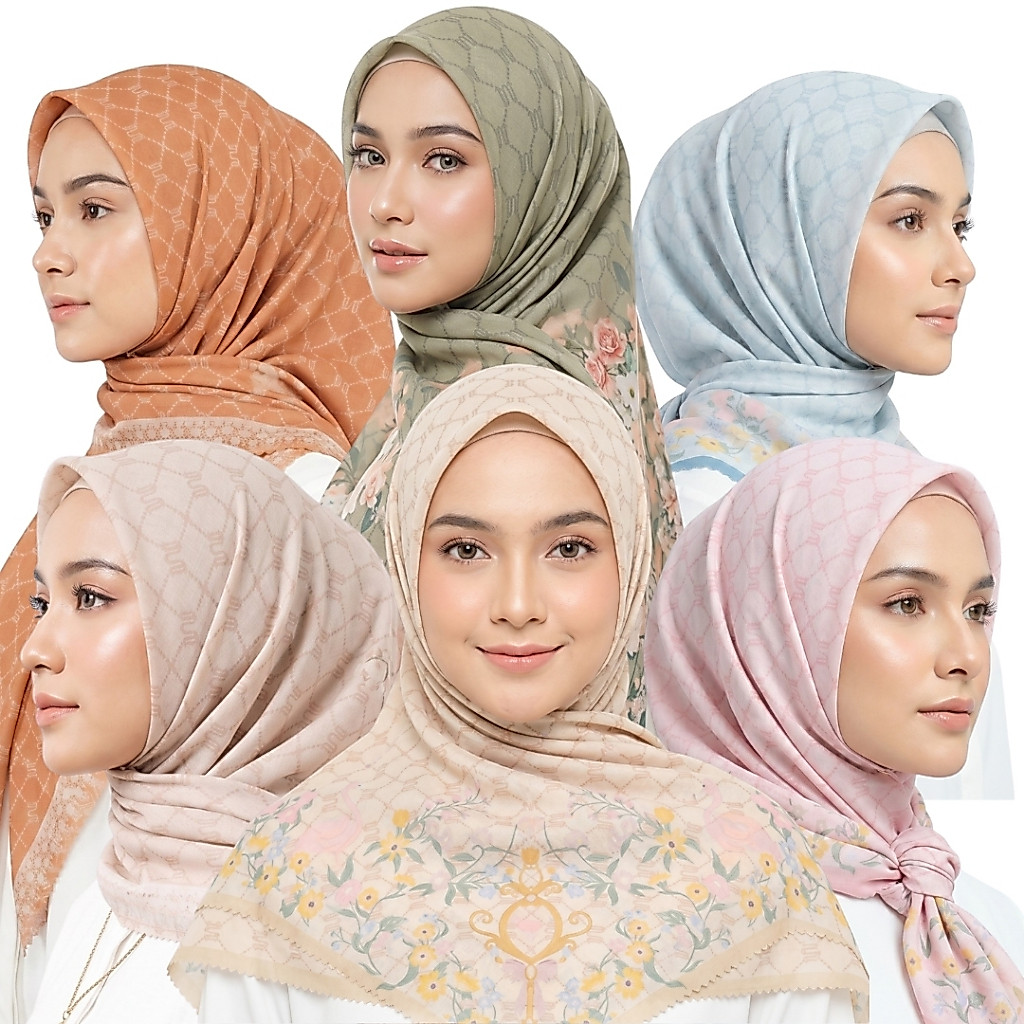 Wulang Narawangsa Hijab Segi Empat Flamingo Era Series | Kerudung Segi Empat | Hijab Motif Segi Empa