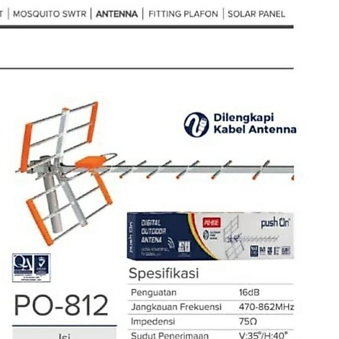 ANTENA TV DIGITAL OUTDOOR PUSH ON PO-812