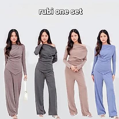 diskon ruby one set / setelan kulot wanita baju muslim bahan knit