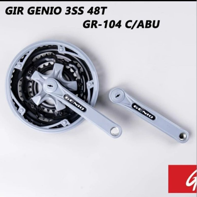 (parmia store) gir crankset crank set genio abu GR 104 mtb 3 susun speed triple 48T 38T 28T sepeda f