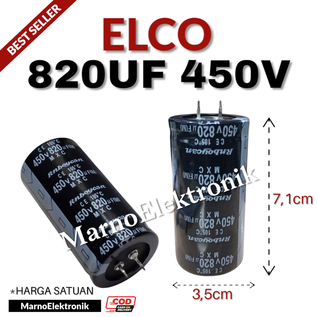 CAPASITOR ELCO 820UF 450V 820 UF 450 V KAPASITOR ASLI ORI ORIGINAL     Berkualitas