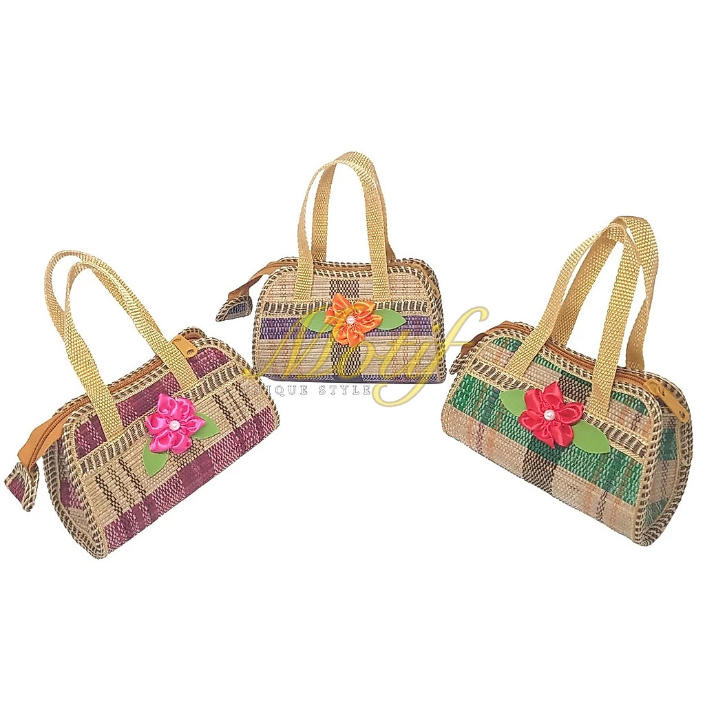 Motif Tas Jingjing Anyaman Mendong Mini Souvenir Tas Etnik Unik | Dompet Koin Wanita