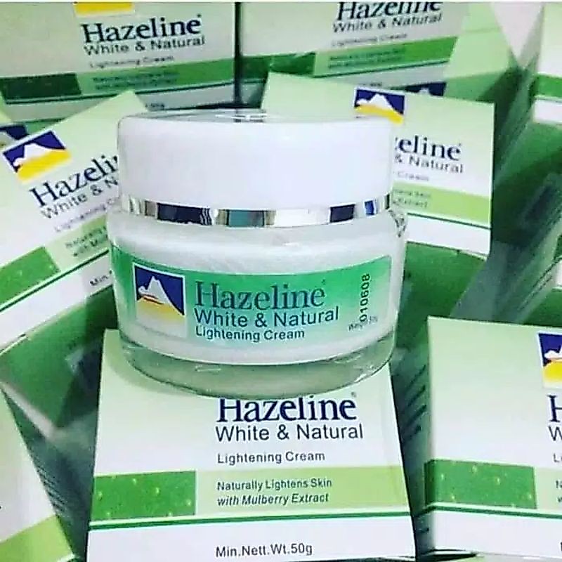 hazeline white & natural lightening cream hijau
