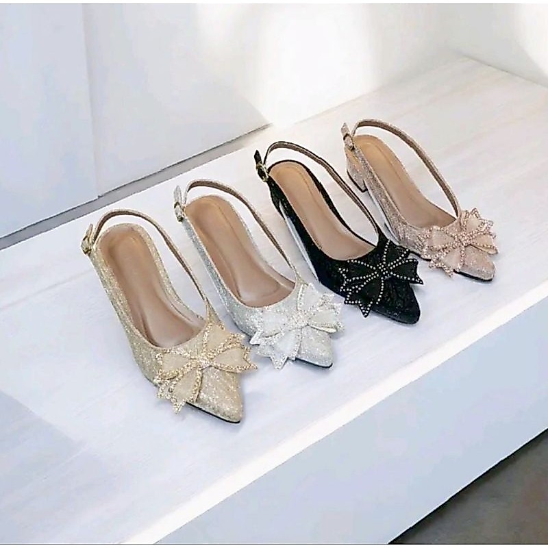 Sepatu wanita mules hak 3CM sepatu weding wanita terbaru tercantik...AS12...