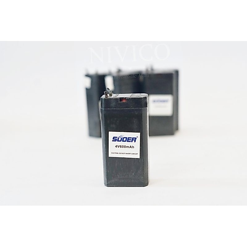 Baterai Aki SUOER 4V 600 MAH 6.3 X 3.1 X 2 CM