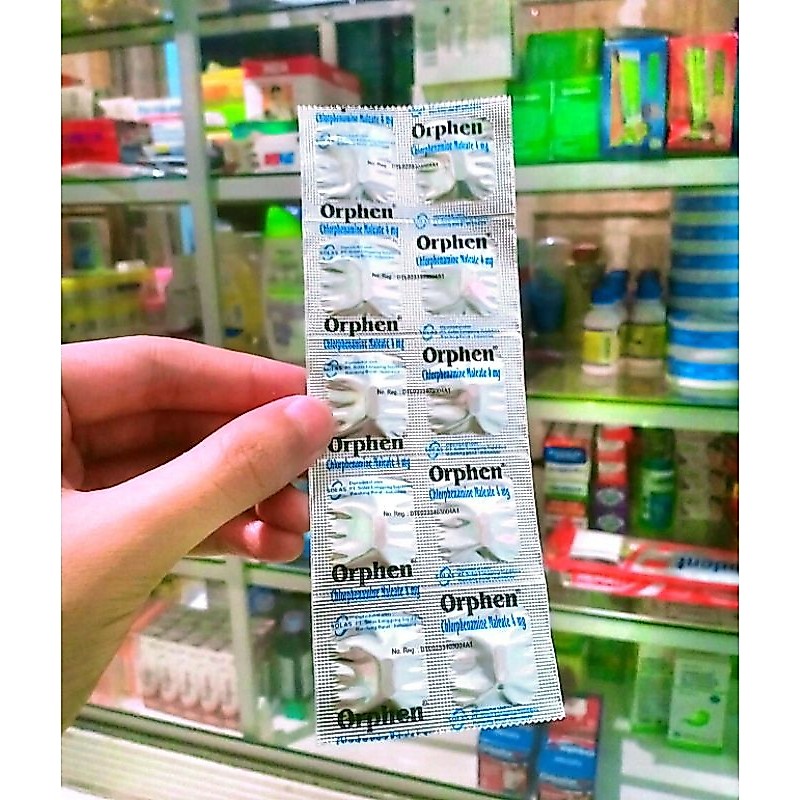 Orphen Tablet (Untuk gatal alergi makanan, alergi cuaca, biduran.)