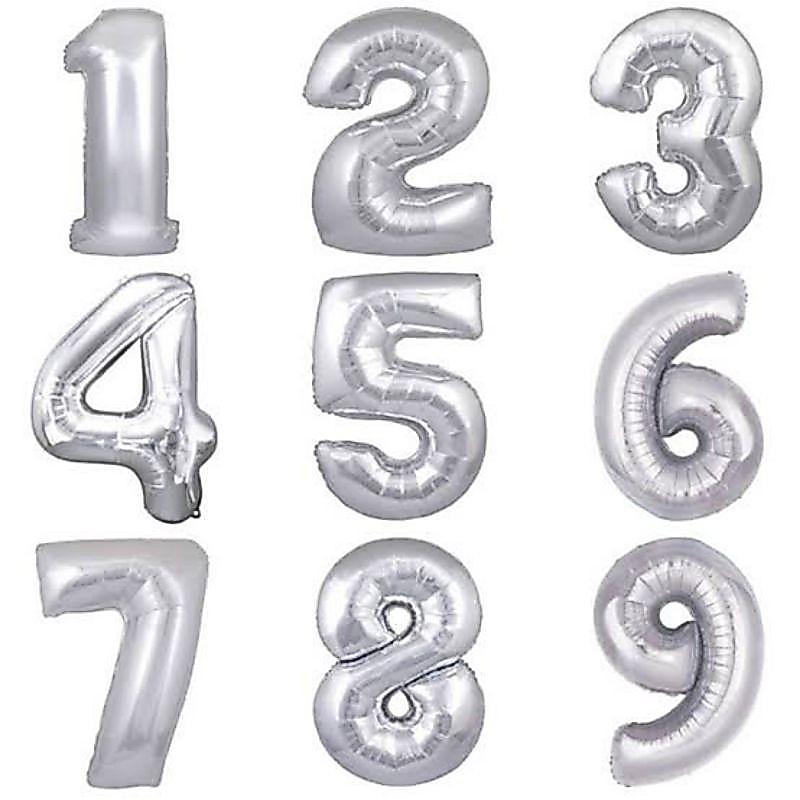 Balon angka jumbo silver balon foil angka silver 80cm balon foil angka silver jumbo balon foil angka