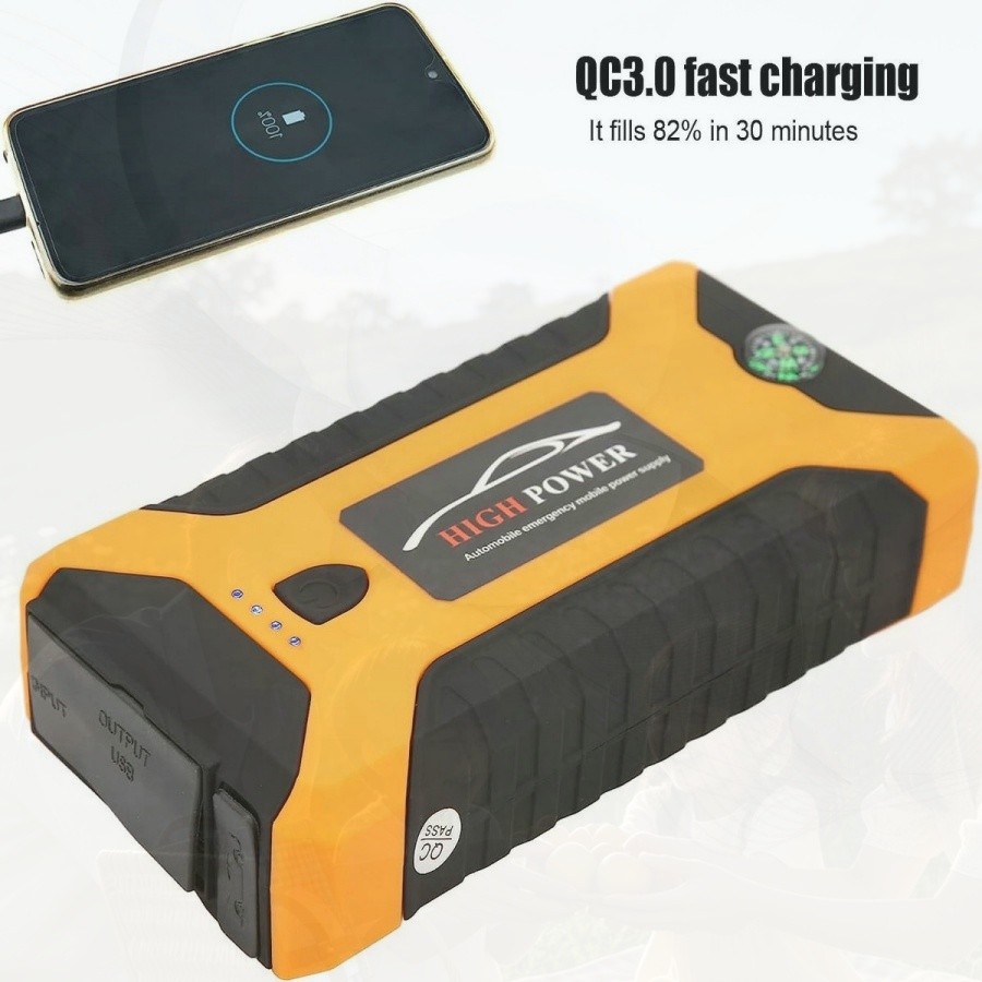 Power Bank 12V Super Besar 99800mAh Jumper Aki Mobil Darurat Powerbank USB Multifungsi Senter LED Te