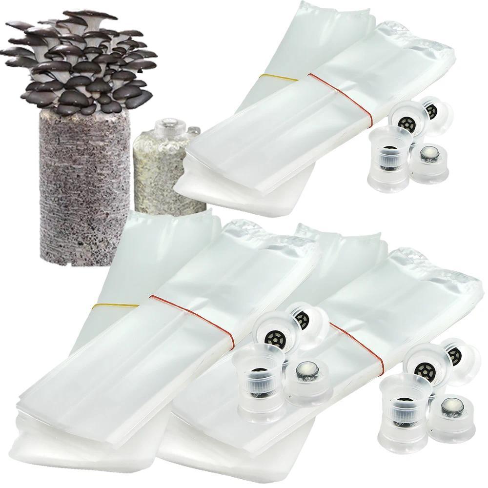 50100PCS Mushroom Spawn Grow Bag with Sealing Cotton Filter Cap Heatresistance Plastic Planter Bags 