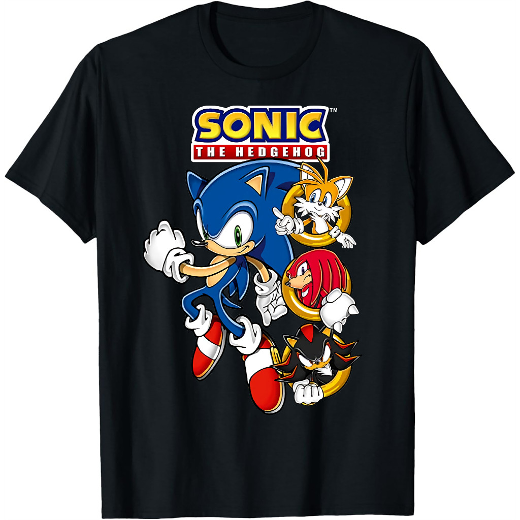 Kaos SEGA Boys Sonic The Hedgehog Shirt - Featuring Sonic, Tails T-Shirt – Baju Vintage 90s Retro Pr