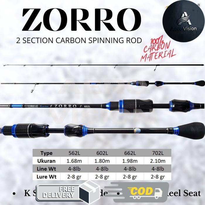 Joran Dan Top Section Orca Zorro 602 662 702 Carbon Hollow Ultralight Series Lure Pancing - 662 / 19