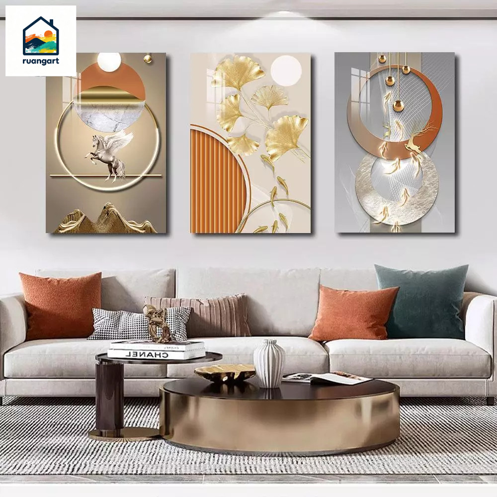 Lukisan Dekoratif Pohon Uang Emas Gaya Art Deco Mewah, Hiasan Dinding, Lukisan Cetak Tanpa Bingkai