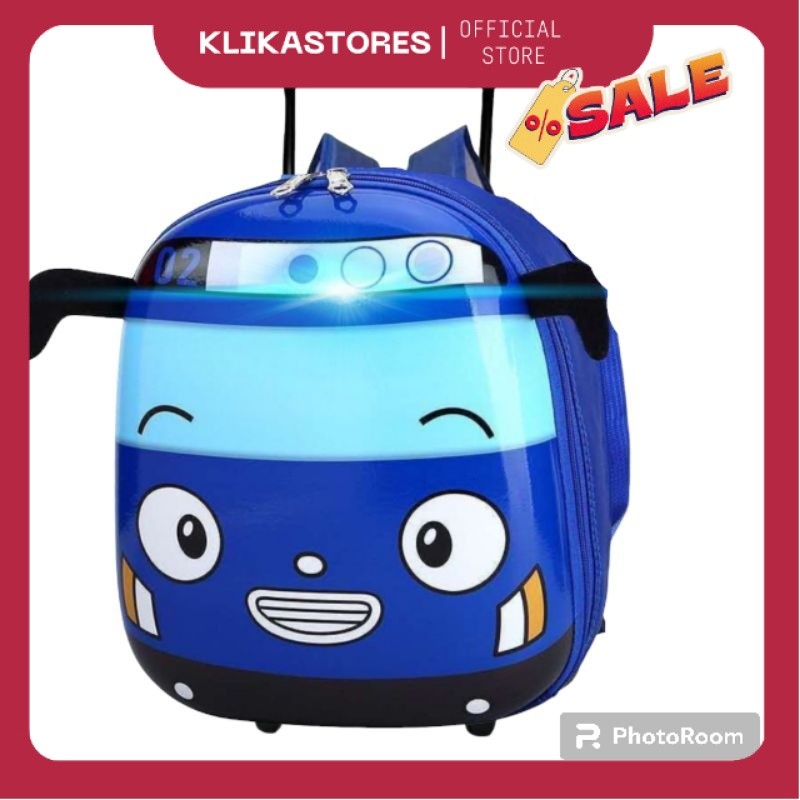 DBS TROLLY TAYO Tas Ransel Sekolah Paud TK Model Bus Tayo Led Bisa Nyala DS