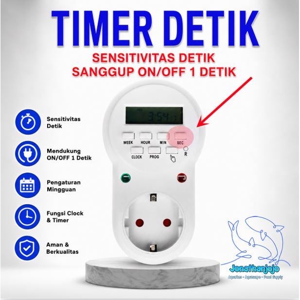 Timer Detik Sensitivitas Detik Switch Digital ON-OFF Hingga per Detik Pengatur waktu otomatis
