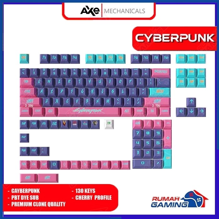 AXE MECHANICALS - Cherry - Cyberpunk - Pbt - Dye Sub - Keycap -Keycaps