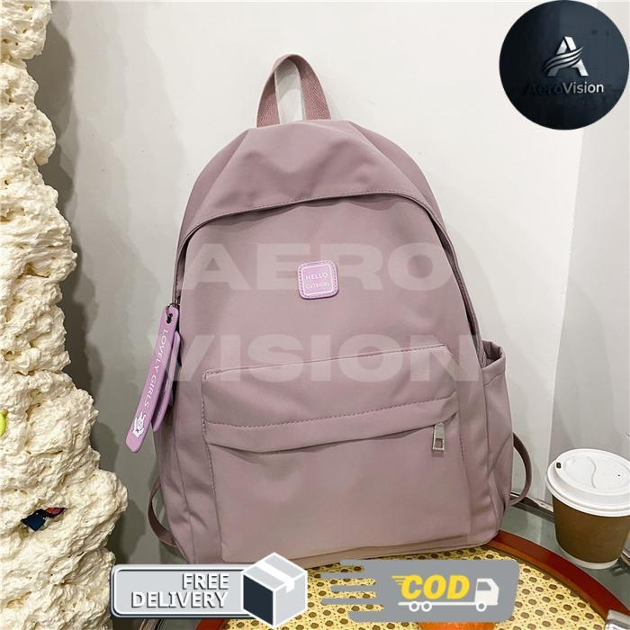 Tas Ransel Pastel Riby Korean Nilon backpack Import polos Tas sekolah laptop lucu kuliah remaja - Li