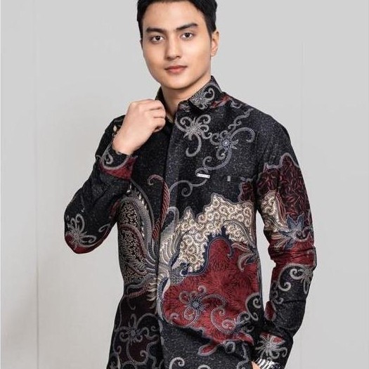 Laskala Batik Nilam Kemeja Batik Pria Slimfit Lengan Panjang
