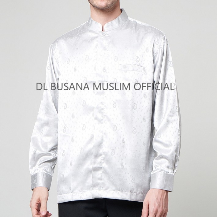 MOTIF BARUBAJU KOKO PRIA WARNA SILVER, DL Busana Muslim,Baju Koko DL, Kemeja Koko Pria DL, Baju Musl