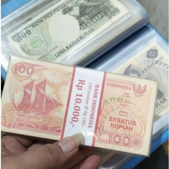 Koleksi uang kuno 100 Kapal Pinisi 1 Gepok Asli Gress Original