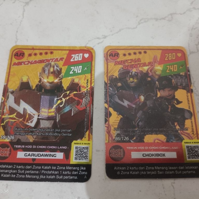 Kartu BoBoiBoy AR Mecha Gentar Choki-choki V1 dan V2