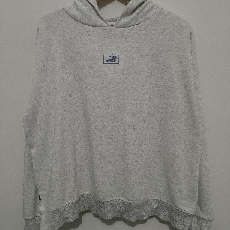 Hoodie Jacket NB New Balance Center Logo White size L fit XL Oversize Boxyfit