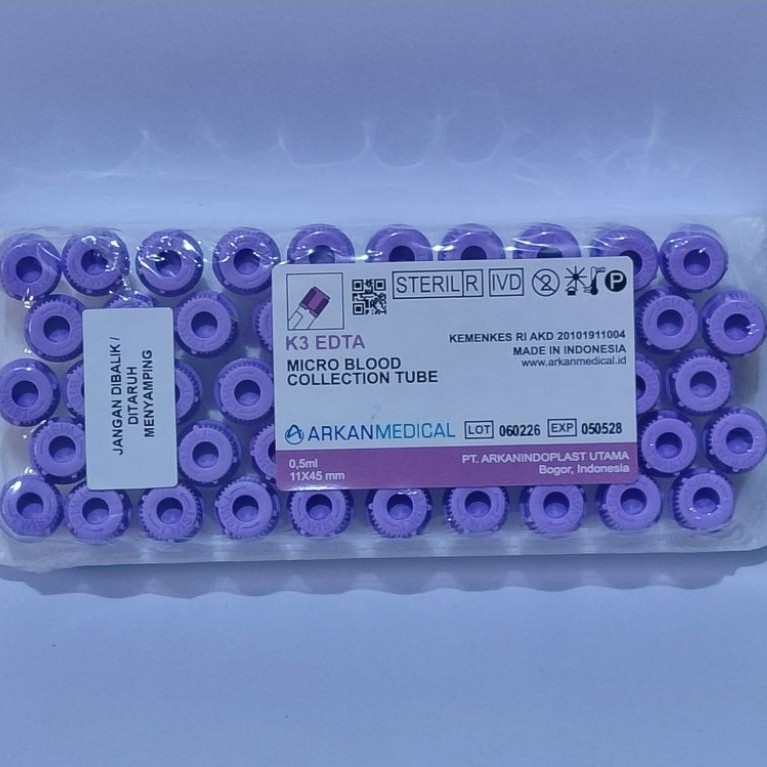 Tabung Microtube K3 EDTA 0,5ml | Tabung sampel Darah K3 EDTA 0,5ml | EDTA 0,5ml - Arkan Medical