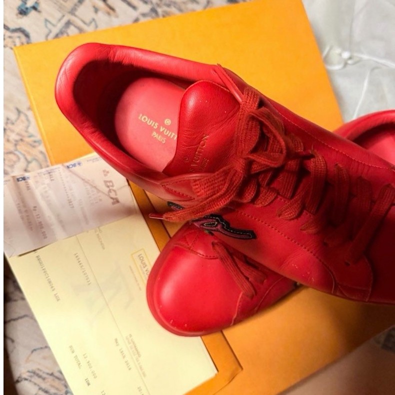Louis Vuitton Red Leather Sneakers – Authentic
