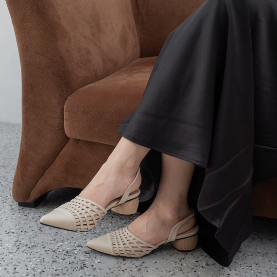 Dika - Typa Heels Wanita Sintetis Taupe & Sand