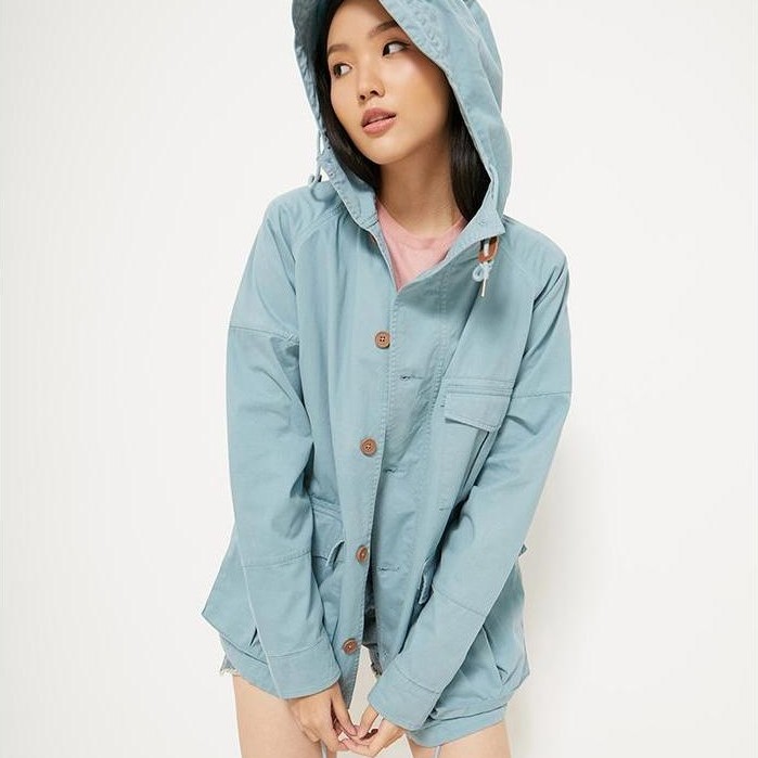 Skelly Ladies Jaket Parka Wanita SS21 Parkway Parka Buttoned Blue - BLUE, L