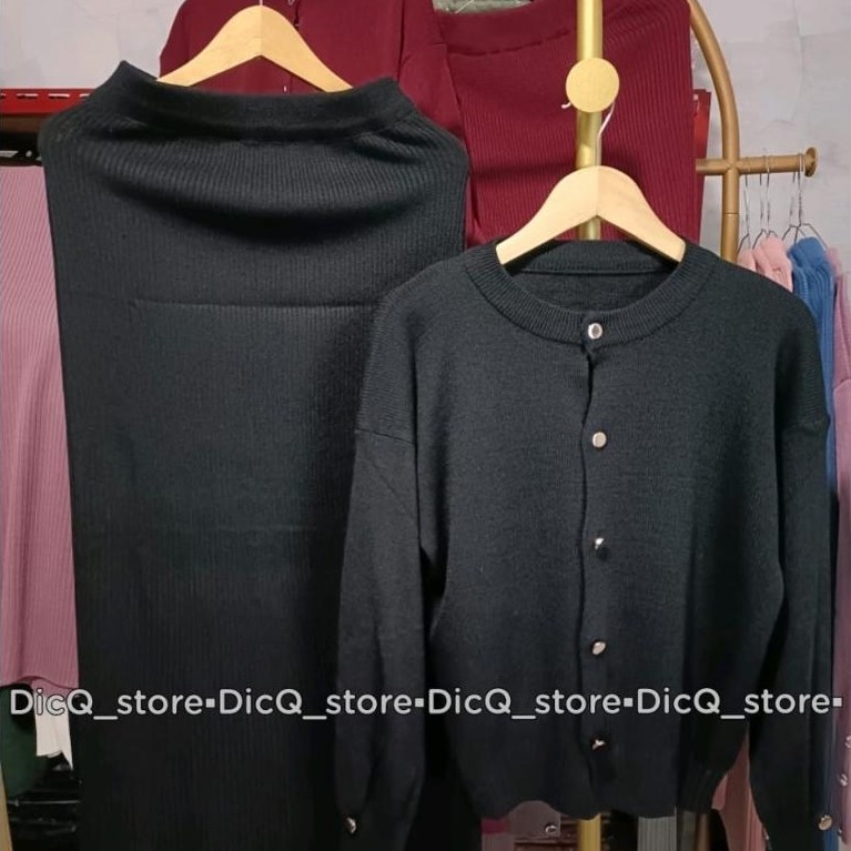 Awet One Set Aira Cardigan & Rok Rajut Wanita Premium-Stelan Wanita Terbaru