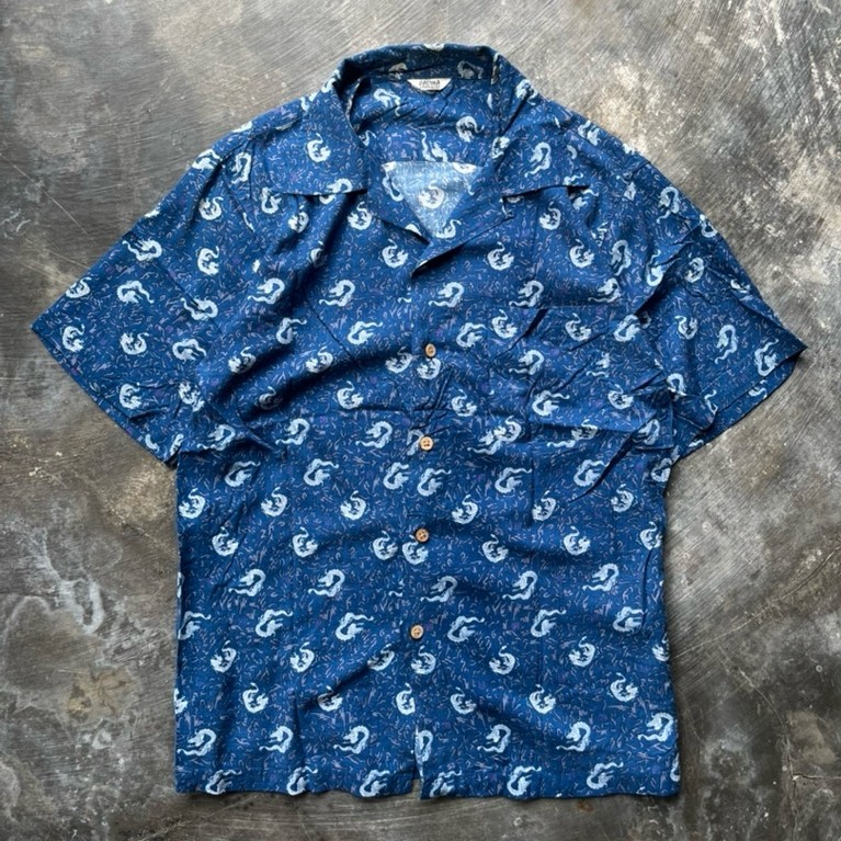 PATINA VINTAGE dragon pattern loop collar shirt