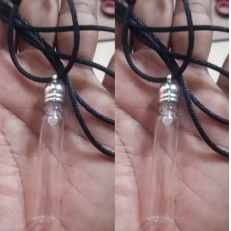 Kalung liontin tabung botol kaca 2 ml etnik