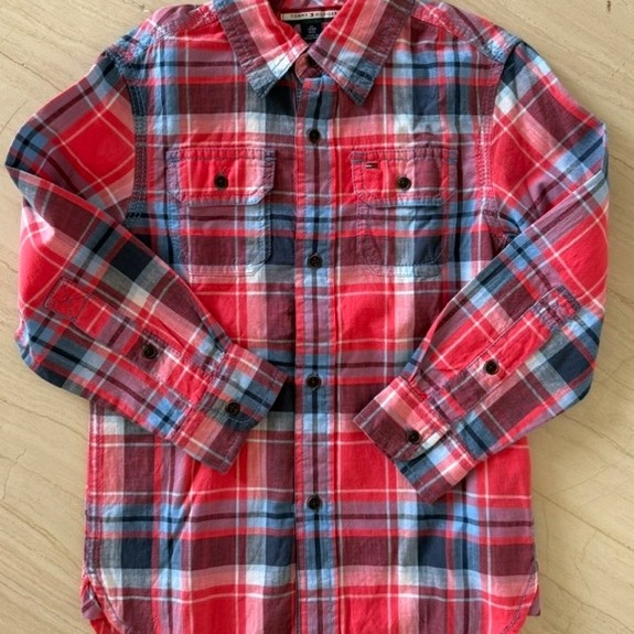 preloved like new kemeja lengan panjang anak kotak2 TOMMY HILFIGER XS TPIXP (4-5)