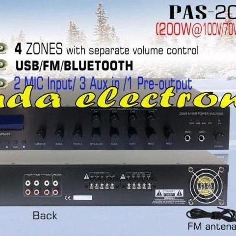 gacorrriki / 4 zones ampli vpk pas200uz 200 watt 100v 70v 4 16ohm vpk pas 200uz Diskon