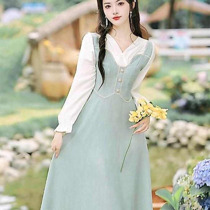Kleid- Missmoka Fiona Long Dress Gaya Vintage Klasik Eropa Dress Hijab
