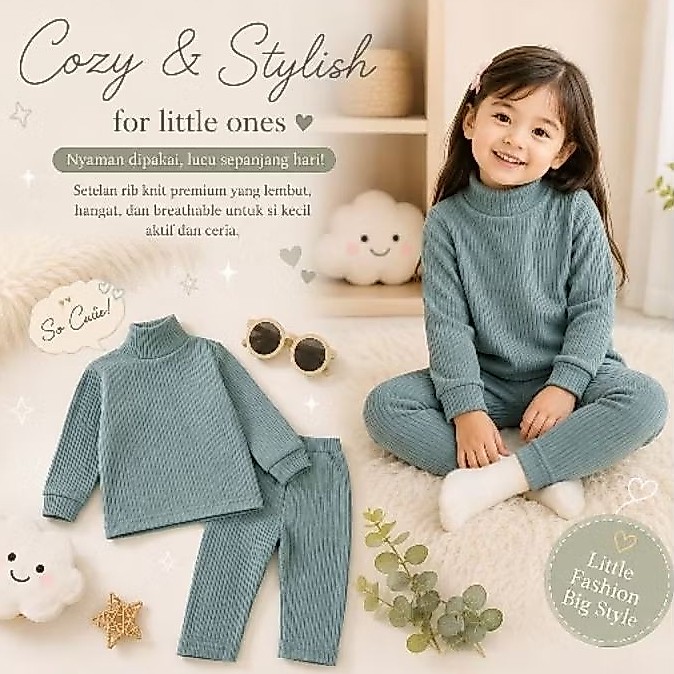 Shein kids one set turtleneck anak 1-3 th