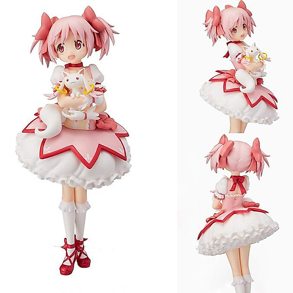18cm Puella Magi Madoka Magica Kaname Madoka With Kyubey PVC Anime Figure Girl Exquisite Collectible