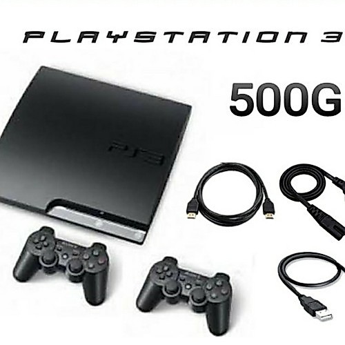 Ps3 Slim 500Gb Seri 25 asli/30/20 + 2 Stik getar + Full Game Terbaru