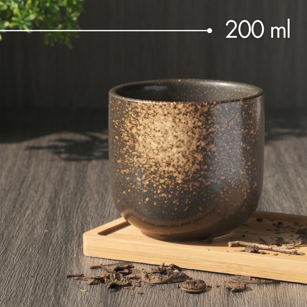 JM - K-Locke Gelas Keramik Kopi Teh Japanese Style Ceramic Cup 200ml Jade - KL2 - Black/Brown