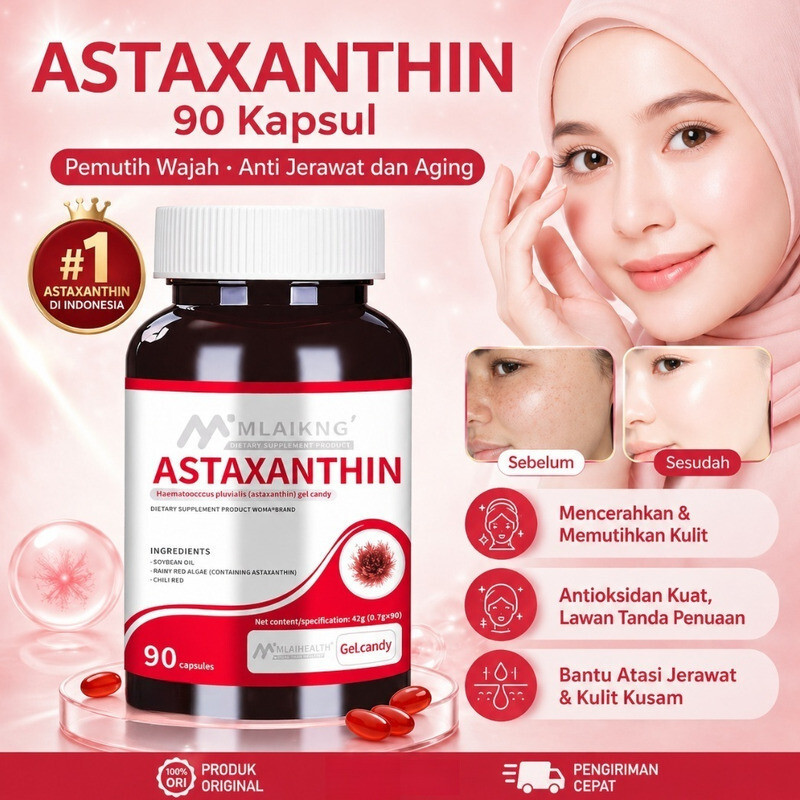 COD [Resmi Kapsul Astaxanthin 90 Kapsul]Suplemen Nutrisi Astaxanthin Konsentrasi Tinggi 5000 mg | As
