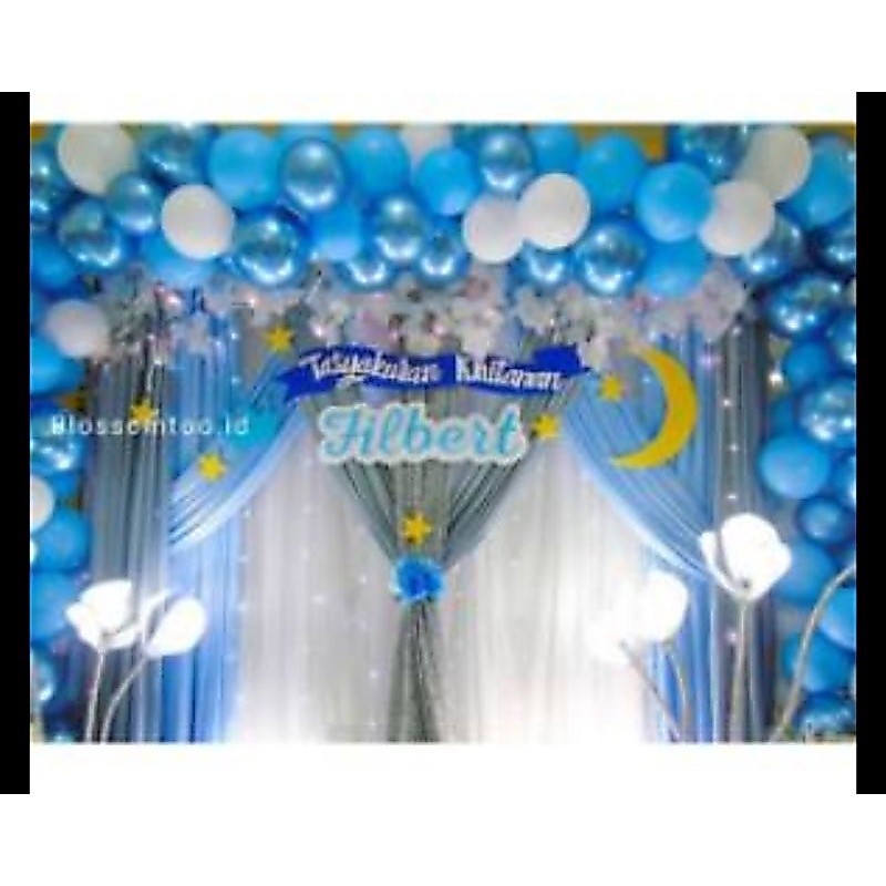 Dekor aqiqah khitan tedak siten ulang tahun sederhana premium balon