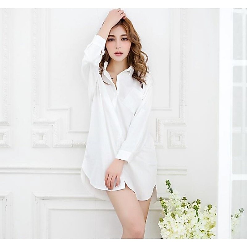 Baju blouse EXIT Kemeja Putih Longar Pejamas Atasan Wanita