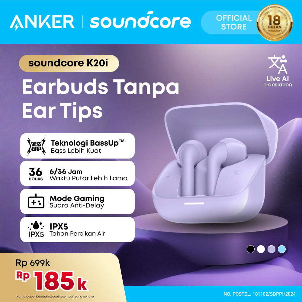 (Stay88) (New Launch) Soundcore K20i Earbuds Bluetooth 5.3 Earphones 36 PlayTime Bluetooth 13mm Driv