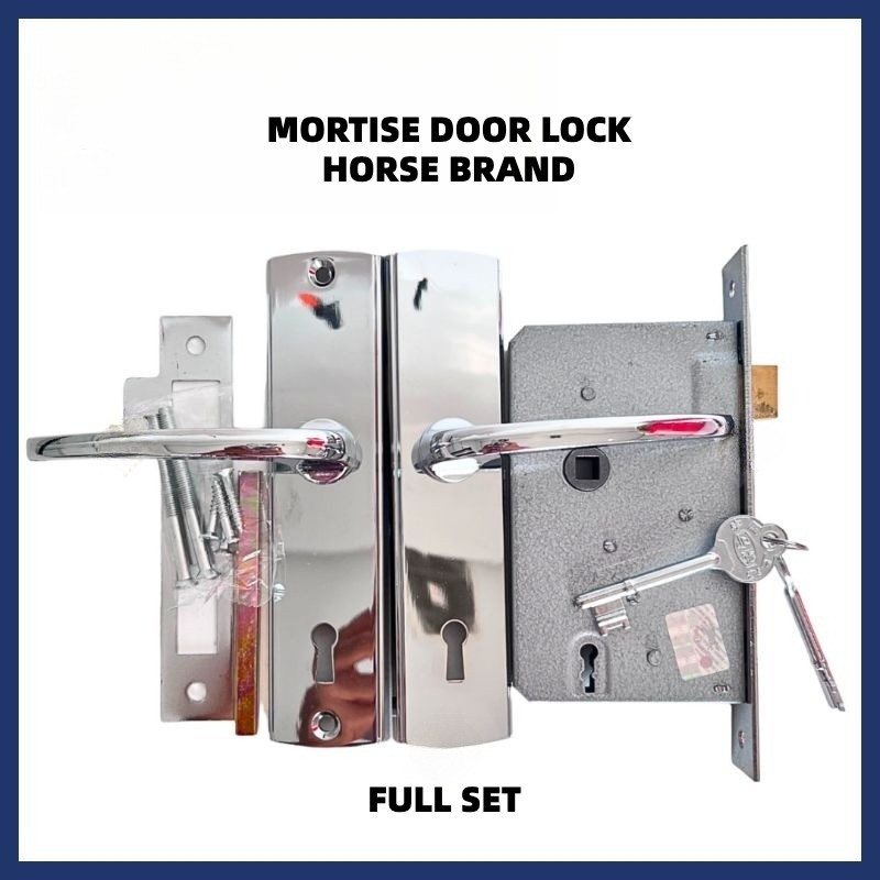 Kunci Mortise Handle Pintu Kuda Besar Original | Mortise Door Lock Horse Brand | Slot Kunci Handel P