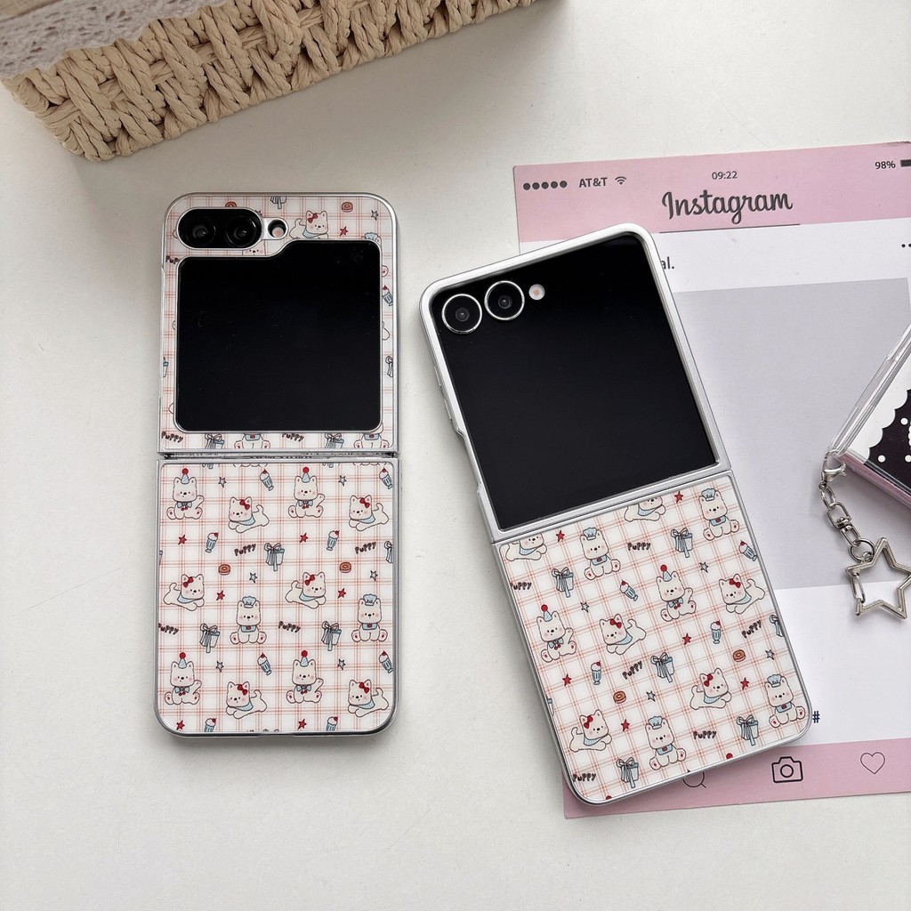 Casing Ponsel Motif Anak Anjing Korea Lucu Layar Penuh untuk Samsung Galaxy Z Flip7 Z Flip7 fe Z Fli