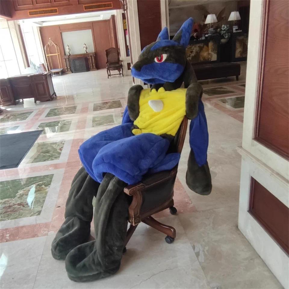 Japanese anime Pokemon Lucario Doll costume wearable performance plush doll toys Custom design plush