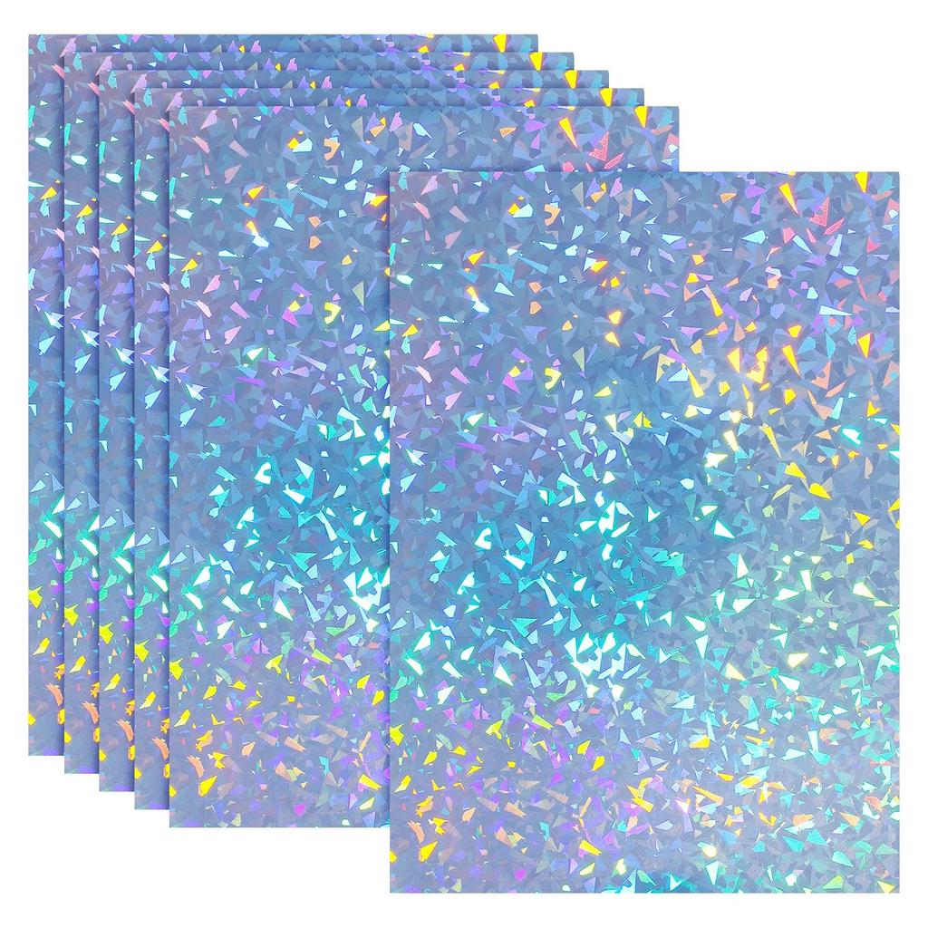 6Sheets Printable Holographic Sticker Paper,  Vinyl Sticker Paper A4 Waterproof Quickly Sticker for 