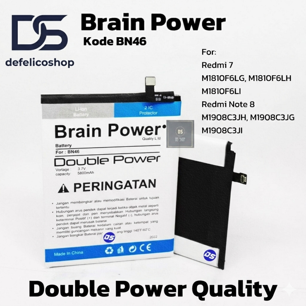 Baterai Battery batre Xiaomi BN46 - Redmi 7 - Note 8 - Note 6 Double Power Batre Xiomi Ori BN 46